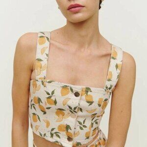 Reformation Chrissy Denim Top Limoncello Size 2